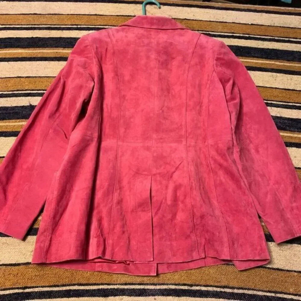 VTG Y2K Suede Blazer Jacket Pink 90s Small Dialogue Bold‎ Funky Artsy Barbie